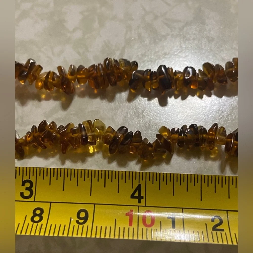 Genuine Amber Chip Bead Necklace #5026 💎